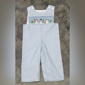 NWOT Smocked Mom & Me Winter Wonderland Snowman Gingham Overalls Sz 18 M